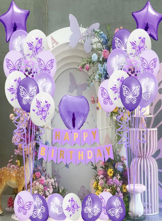 Tagberoy Purple Butterfly Balloons, 12 Inch Purple Balloons White Latex Balloons for Butterfly Birthday Party Wedding Baby Shower Princess Theme Party Decorations - Image 4