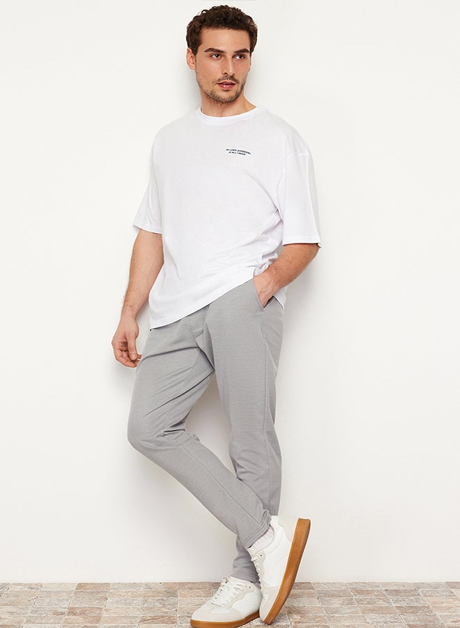trendyol Gray Jogger Fit Lace Waist Textured Knitted Comfortable Trousers TMNSS24PL00007 - Image 2
