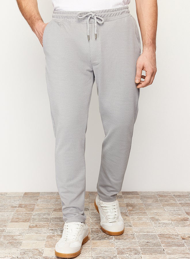 trendyol Gray Jogger Fit Lace Waist Textured Knitted Comfortable Trousers TMNSS24PL00007 - Image 1