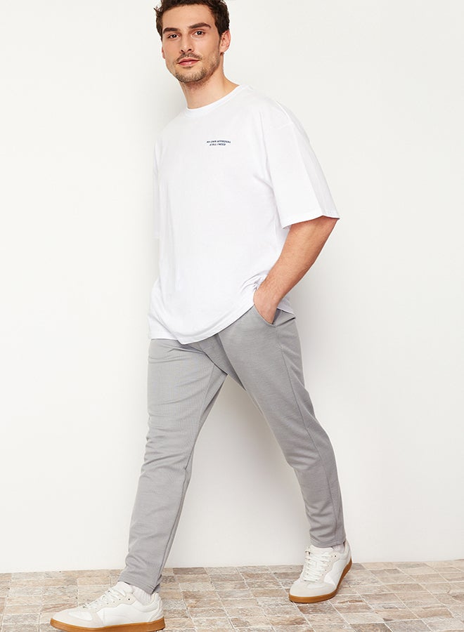 trendyol Gray Jogger Fit Lace Waist Textured Knitted Comfortable Trousers TMNSS24PL00007 - Image 4