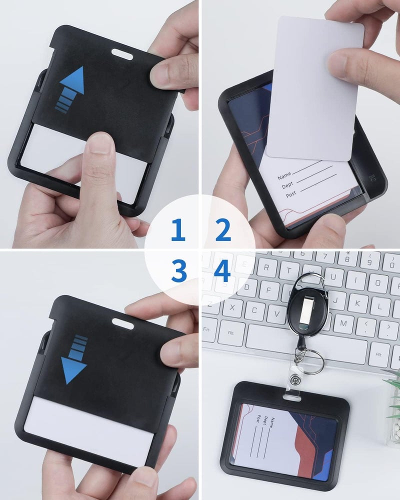 Uniclife 1 Pack Sliding ID Badge Holder Black Horizontal Hard Plastic Case with Clear Window Card Protector Pouch for Office School ID Credit Cards Proximity Key Cards Driver’s Licenses and Passes - Image 5
