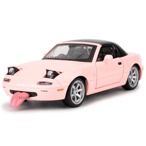FEXXA 1/32 Mazda MX-5 Alloy Model, Toy Car with Pullback, Removable Top, Blinking Lights, Toy Car with Sound and Bright Lights, Collectible Grade Gift for Kids (Pink) - Image 1