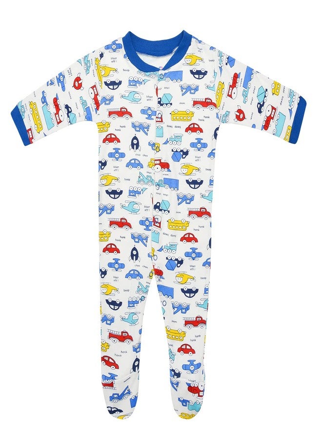 Magic Town® 100% Hosiery Cotton Unisex Long Sleeve Sleep Suit Romper for Boys Girls and Infants Set of 3 (multi color, blue) (9-12 Months) - Image 2