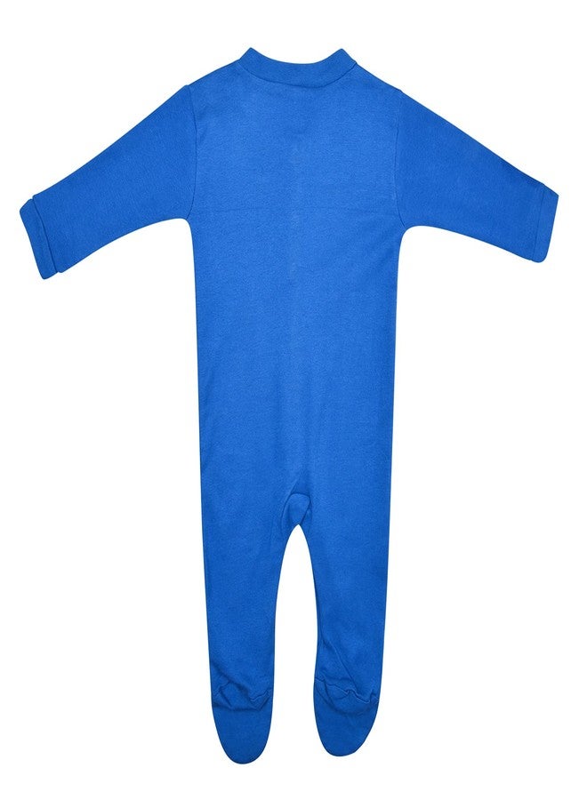 Magic Town® 100% Hosiery Cotton Unisex Long Sleeve Sleep Suit Romper for Boys Girls and Infants Set of 3 (multi color, blue) (9-12 Months) - Image 5