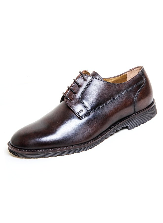 Mont Hawk Men’s Genuine Leather Derby Shoes – Classic Lace-Up Formal Dress Shoes with Cushioned Comfort Sole & Breathable Lining – Business Office & Smart Casual Footwear (Brown) - Image 1