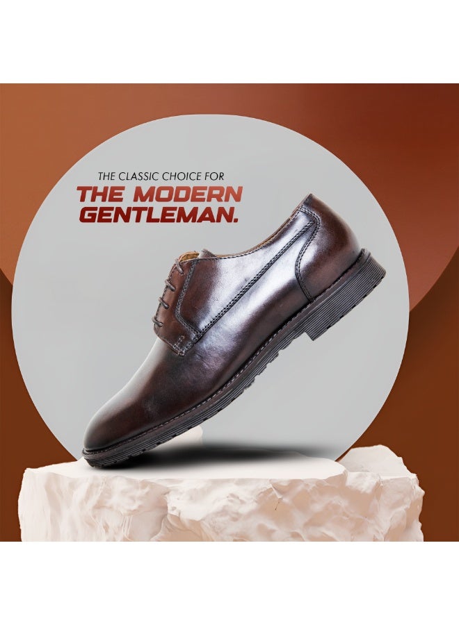 Mont Hawk Men’s Genuine Leather Derby Shoes – Classic Lace-Up Formal Dress Shoes with Cushioned Comfort Sole & Breathable Lining – Business Office & Smart Casual Footwear (Brown) - Image 4