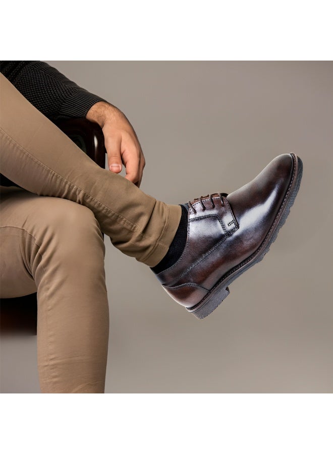 Mont Hawk Men’s Genuine Leather Derby Shoes – Classic Lace-Up Formal Dress Shoes with Cushioned Comfort Sole & Breathable Lining – Business Office & Smart Casual Footwear (Brown) - Image 5