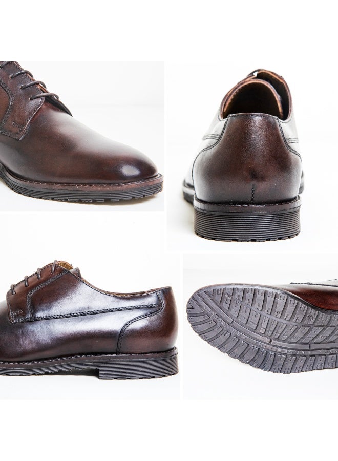 Mont Hawk Men’s Genuine Leather Derby Shoes – Classic Lace-Up Formal Dress Shoes with Cushioned Comfort Sole & Breathable Lining – Business Office & Smart Casual Footwear (Brown) - Image 3