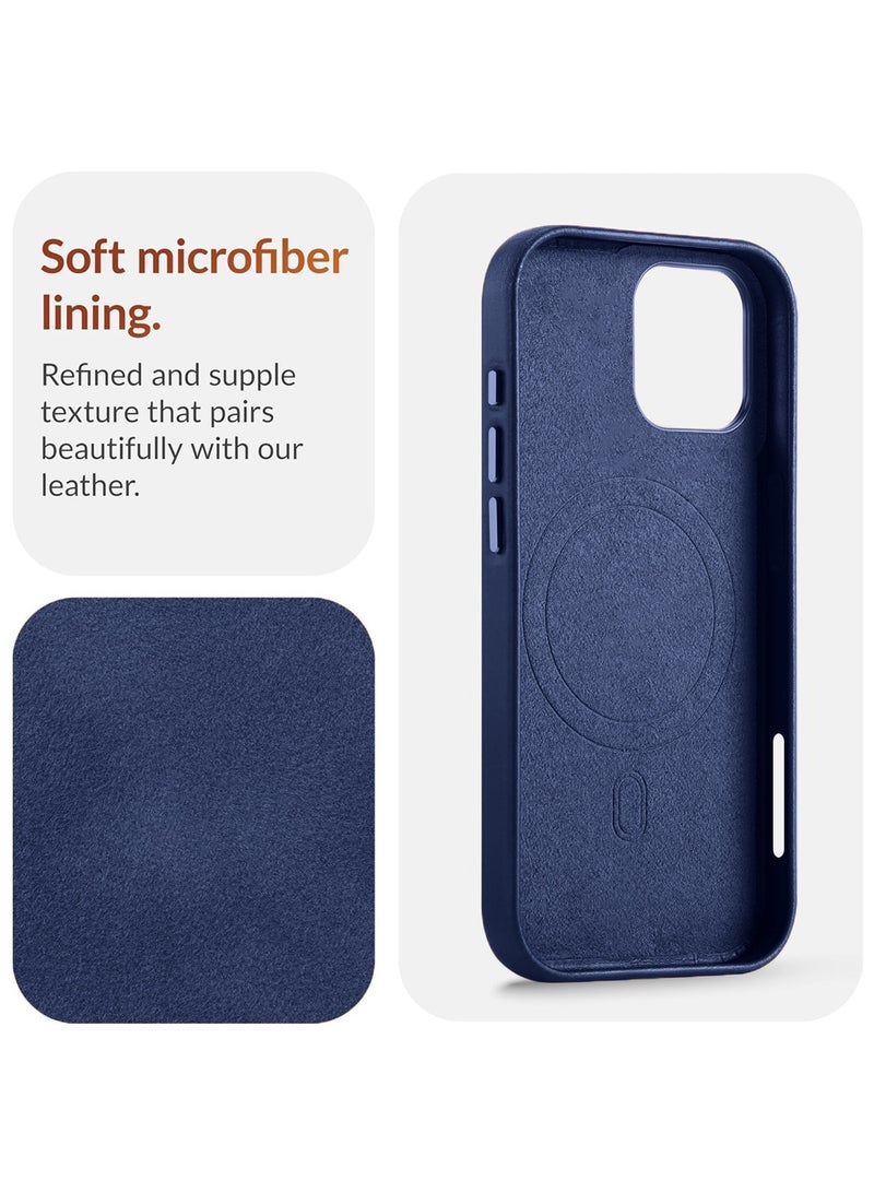 Wtech Apple iPhone 17 5G 2025 Luxury Leather Magnetic Wireless Charging Case Original MagSafe Shockproof Case Cover (MCMPMN) - Storm Blue - Image 2