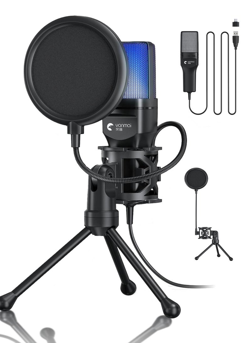 Yanmai Gaming Microphone USB Computer Microphone High Sensitivity Capacitor Plug And Play Suitable For Games/Streaming/Podcasts/PS4/5/PC/iPad Mute - Image 1