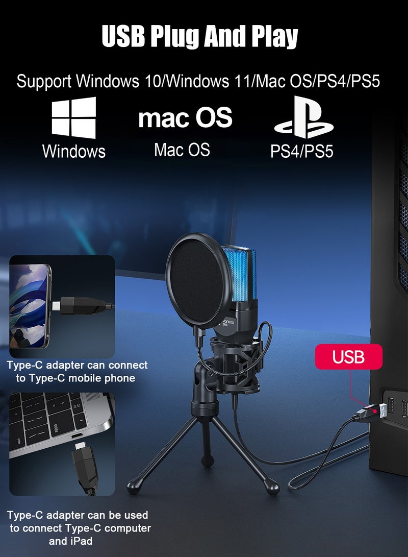 Yanmai Gaming Microphone USB Computer Microphone High Sensitivity Capacitor Plug And Play Suitable For Games/Streaming/Podcasts/PS4/5/PC/iPad Mute - Image 5