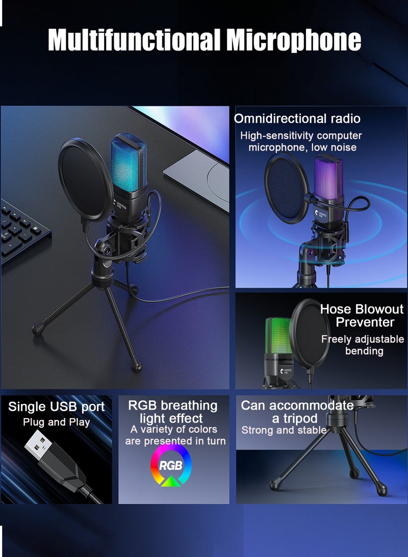 Yanmai Gaming Microphone USB Computer Microphone High Sensitivity Capacitor Plug And Play Suitable For Games/Streaming/Podcasts/PS4/5/PC/iPad Mute - Image 3