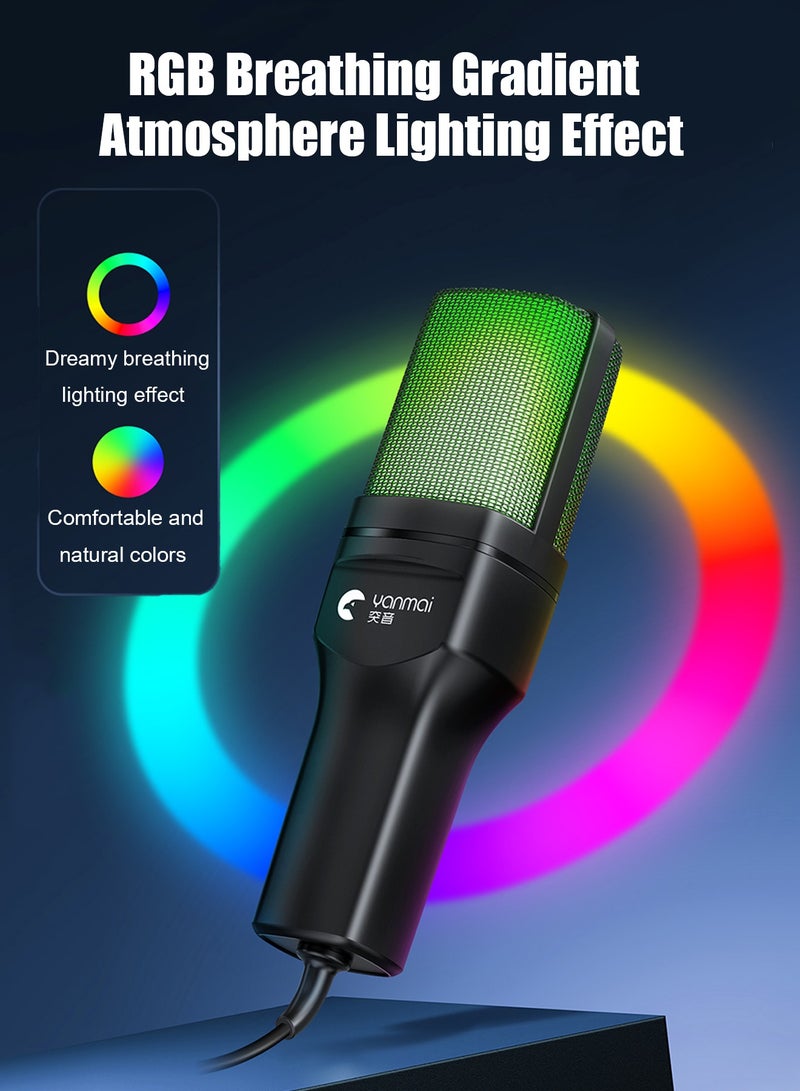 Yanmai Gaming Microphone USB Computer Microphone High Sensitivity Capacitor Plug And Play Suitable For Games/Streaming/Podcasts/PS4/5/PC/iPad Mute - Image 4