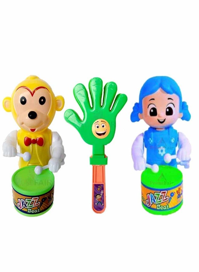 ROSEFAIR Key Operated Cute Drummer Toy with Noisemakers Favors Concert Party Cheering Props Children Clapping Toys for Kids (PROPS-MONKEY-BLUE-03) - Image 1
