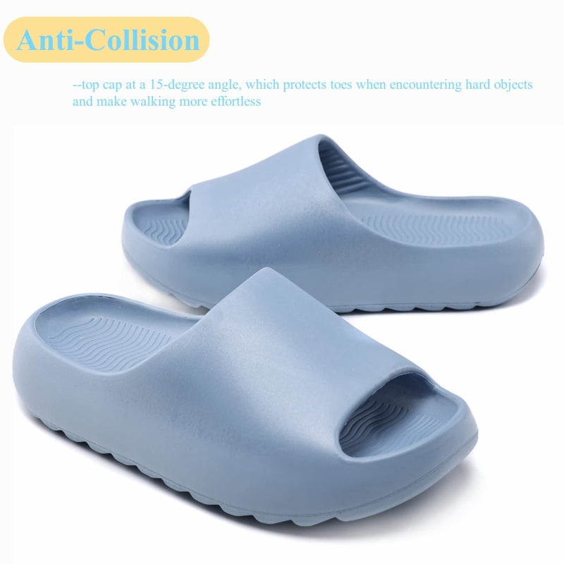 Cushioned Non-Slip Waterproof EVA Slides for Women Men and Kids, Soft Thick Sole Shower Sandals - Image 3