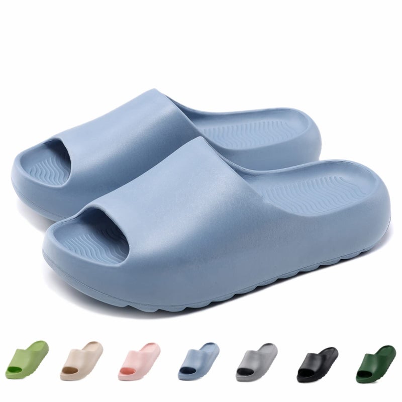 Cushioned Non-Slip Waterproof EVA Slides for Women Men and Kids, Soft Thick Sole Shower Sandals - Image 1
