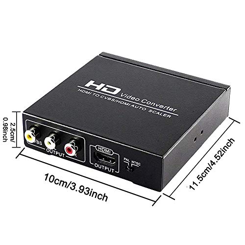 ENBUER HDMI to RCA and AV 3RCA Converter Adapter, Support 1080P, PAL, NTSC for HD TV and Older TV (Black, Iron Shell) - Image 3