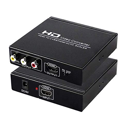 ENBUER HDMI to RCA and AV 3RCA Converter Adapter, Support 1080P, PAL, NTSC for HD TV and Older TV (Black, Iron Shell) - Image 1