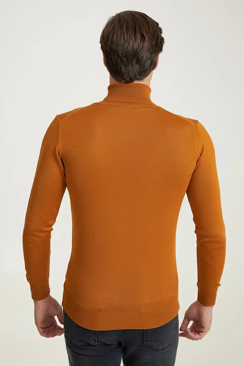 D'S DAMAT Regular Fit Hazelnut Brown Plain Knitted Sweater 9HF060632007D