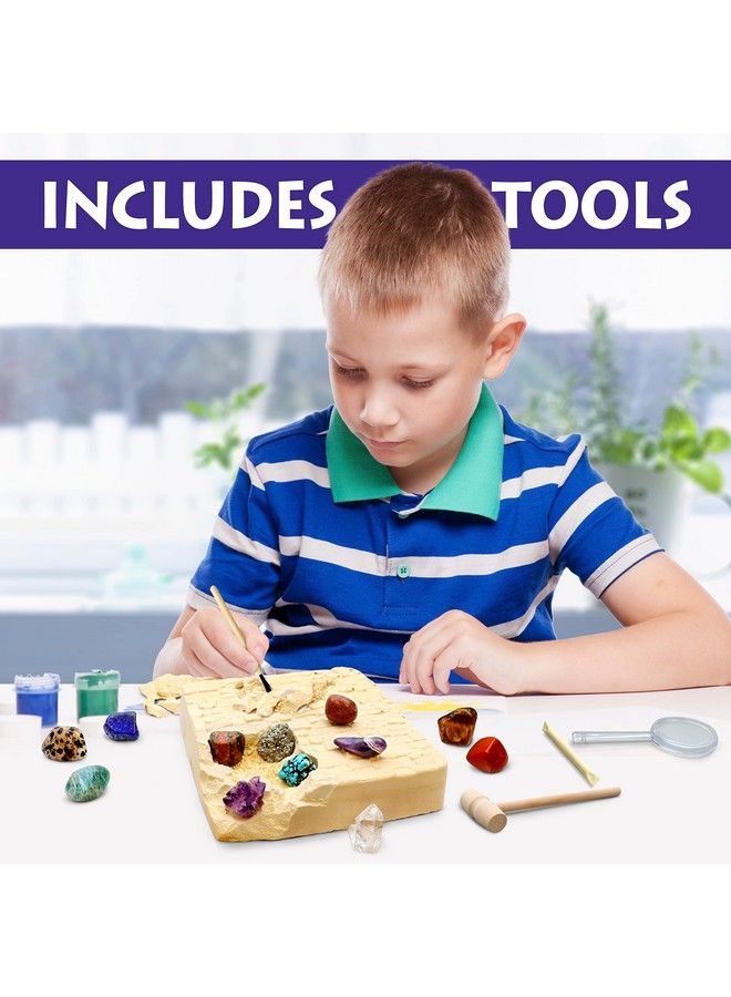 Dancing Bear Gemstone Dig Kit Excavate 16 Real Gems & Crystals Including Arrowheads Quartz Points And Amethyst Stem Education For Kids Fun Rock Mining Science Activity Gift Sets For Girls And Boys - Image 5