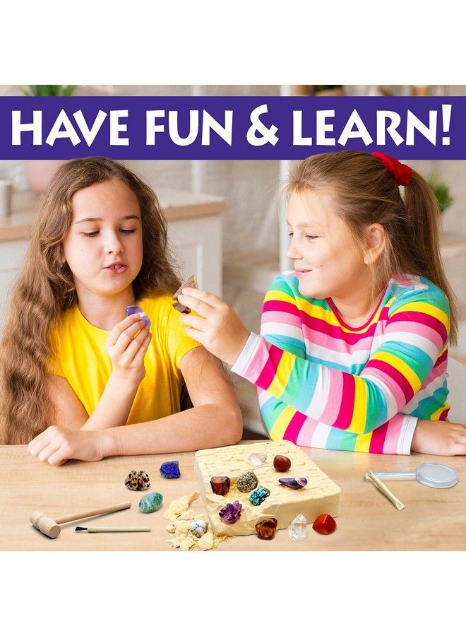 Dancing Bear Gemstone Dig Kit Excavate 16 Real Gems & Crystals Including Arrowheads Quartz Points And Amethyst Stem Education For Kids Fun Rock Mining Science Activity Gift Sets For Girls And Boys - Image 3