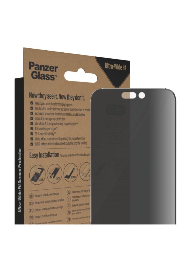 PanzerGlass PRIVACY Screen Protector for Apple iPhone 14 Pro Max 2022 6.7" - Black Frame - Image 5