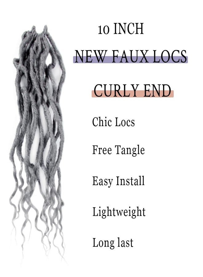 BOHOBABE Faux Locs Crochet Hair 10 Inch, Boho Soft Crochet Locs with Curly Ends, Short Grey Bohemian Goddess Locs Crochet Braids for Black Women (6 Packs, Gray) - Image 2
