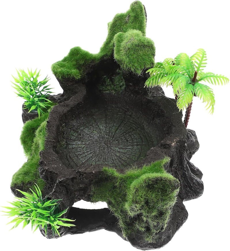 Decorative Reptile Bowl Resin Feeding Dish Water Dish for Terrarium Turtles Lizards Safe Use Pet Accessory - Image 1