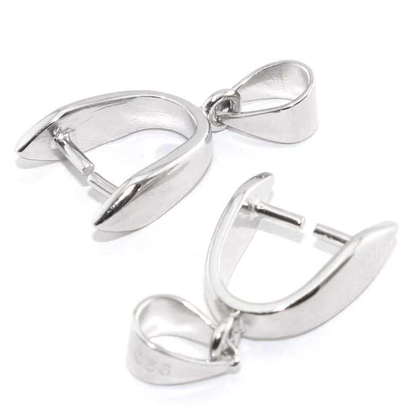 Heyous 2pcs 925 Sterling Silver Pendant Accessories Jade Pendant Buckle Pinch Clasp for Necklace DIY Jewelry Craft Making 17mm