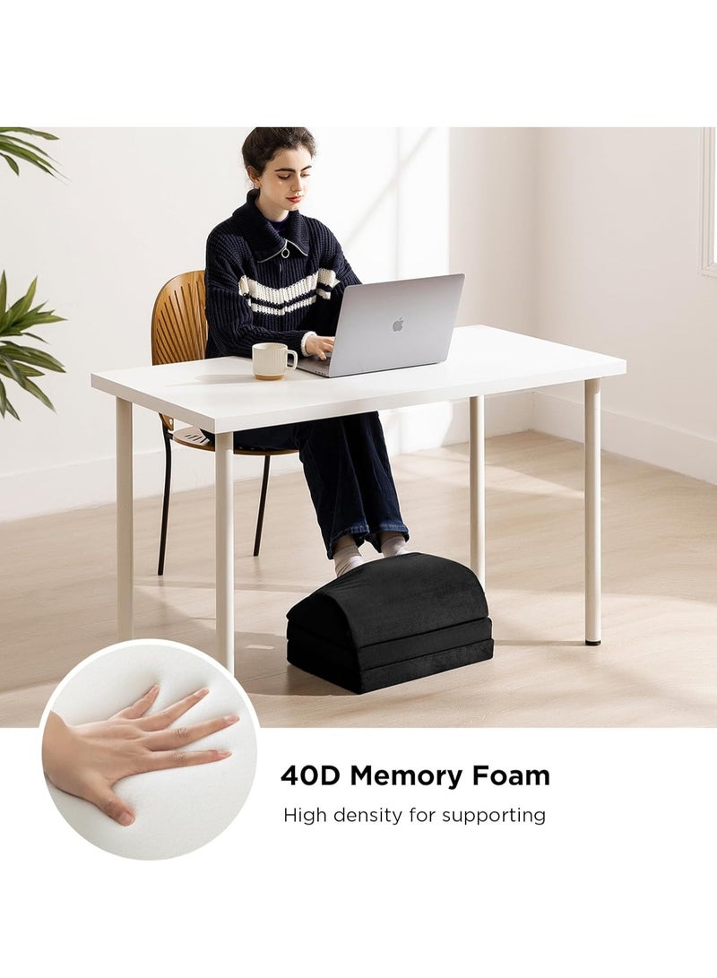 XiuWoo 3-Tier Adjustable Under Desk Foot Rest, Adjustable Memory Foam Footrest, Foot Stool, Foot Massage Pad with Washable Cover, Warmer Feet Pocket, 3 Height Options for Office Gaming Work Use - Image 3