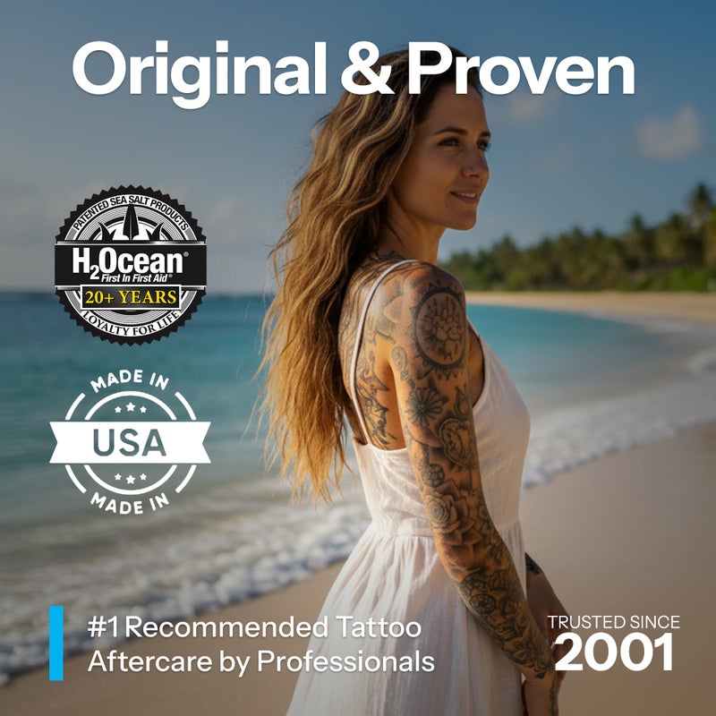 H2Ocean Blue Green Foam Soap - Foam Antibacterial Aftercare - Tattoo Care with Aloe Vera - Travel-Size Tattoo Moisturizer Soap - 1.7 oz - Image 3