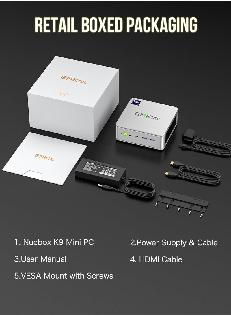 GMKtec - Desktop Ultracompact Mini PC Nucbox K9 Intel Core Ultra 5 125H (Turbo 4.5GHz, 14C/18T) Desktop Computer Preinstalled Windows 11 Pro 1TB SSD 32GB Dual DDR5 5600MHz Dual LAN 2.5G Dual Fan WiFi 6 USB-C BT5.2 USB 3.2 - Image 1