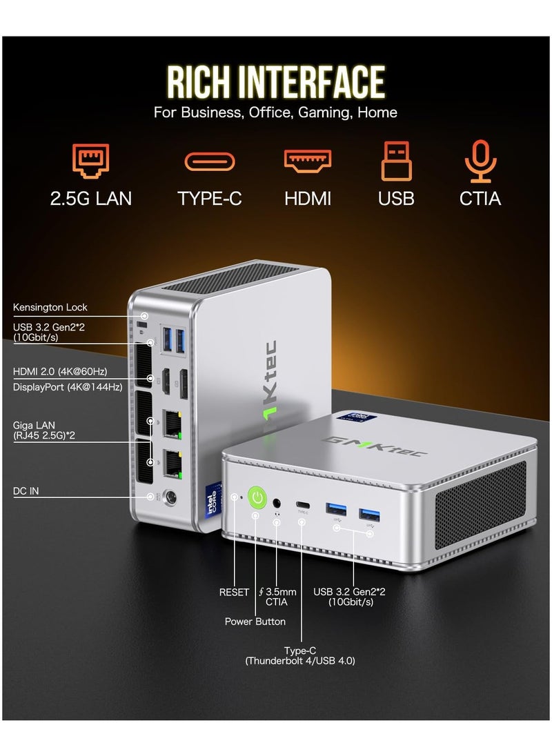 GMKtec - Desktop Ultracompact Mini PC Nucbox K9 Intel Core Ultra 5 125H (Turbo 4.5GHz, 14C/18T) Desktop Computer Preinstalled Windows 11 Pro 1TB SSD 32GB Dual DDR5 5600MHz Dual LAN 2.5G Dual Fan WiFi 6 USB-C BT5.2 USB 3.2 - Image 1