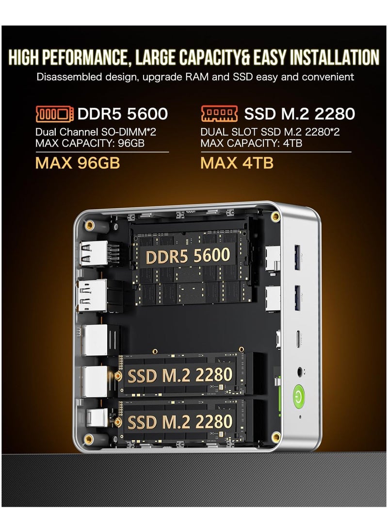 GMKtec - Desktop Ultracompact Mini PC Nucbox K9 Intel Core Ultra 5 125H (Turbo 4.5GHz, 14C/18T) Desktop Computer Preinstalled Windows 11 Pro 1TB SSD 32GB Dual DDR5 5600MHz Dual LAN 2.5G Dual Fan WiFi 6 USB-C BT5.2 USB 3.2 - Image 1