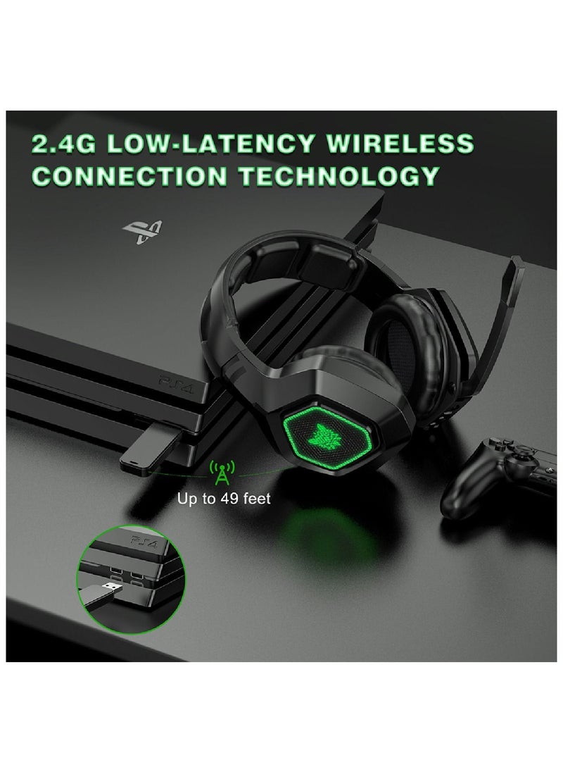onikuma - K10 2.4G Gaming Headset With Green Light Folding Hidden High Quality Omnidirectional Microphone For Ps5 And Ps4 For Xbox One Pc - Image 1