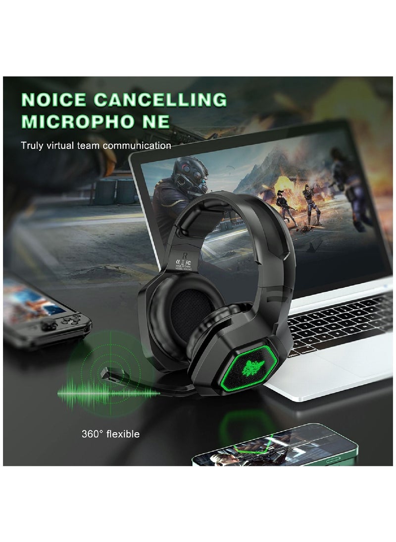 onikuma - K10 2.4G Gaming Headset With Green Light Folding Hidden High Quality Omnidirectional Microphone For Ps5 And Ps4 For Xbox One Pc - Image 1