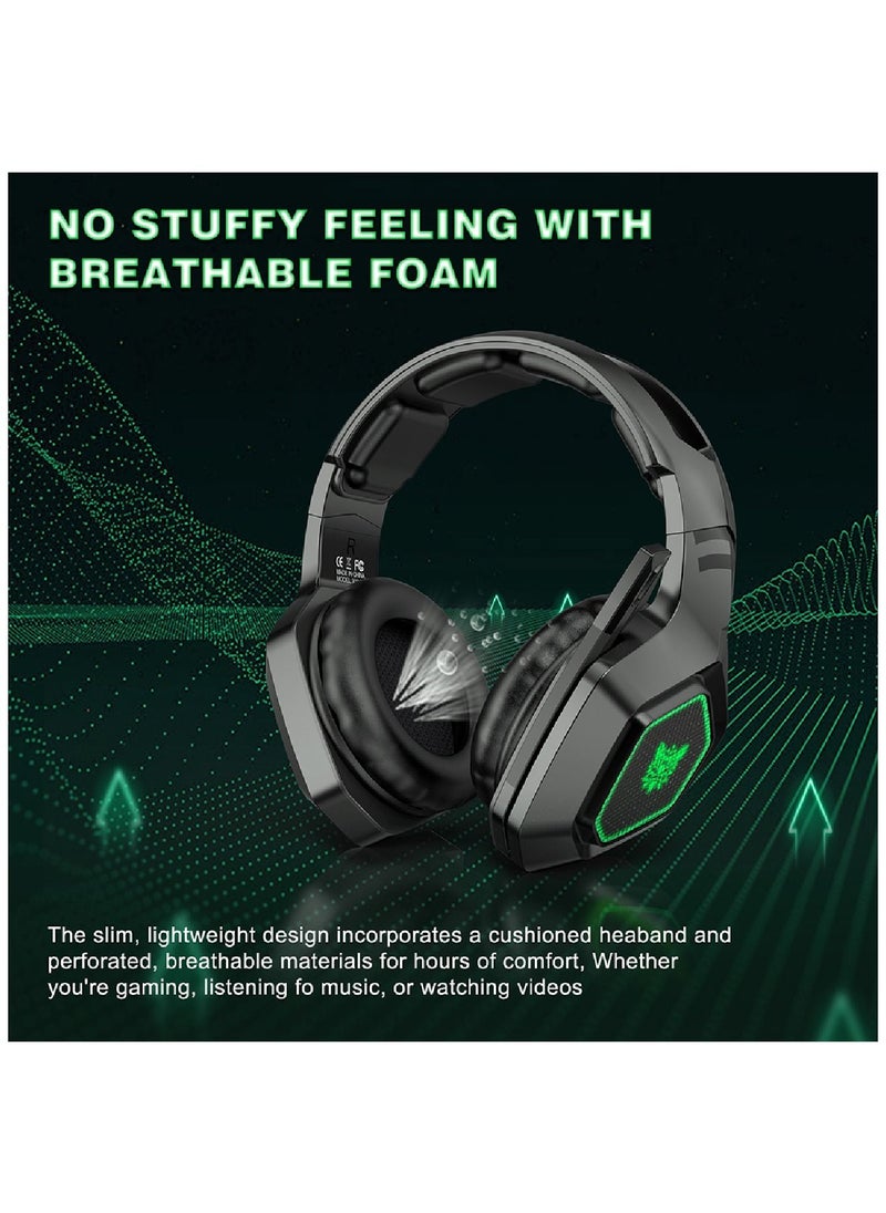onikuma - K10 2.4G Gaming Headset With Green Light Folding Hidden High Quality Omnidirectional Microphone For Ps5 And Ps4 For Xbox One Pc - Image 1