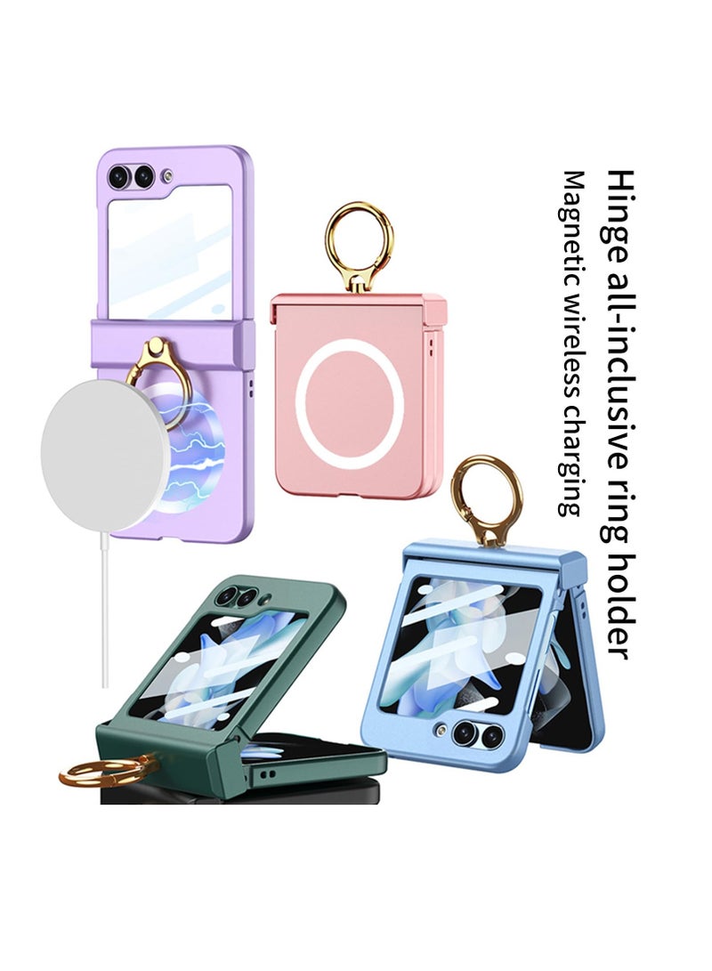 Aookay For Samsung Galaxy Z Flip 6 Case [Built-in Back Screen Protector] with Hinge Protection & Ring Kickstand, Slim Thin Hard Protective Phone Case Cover for Samsung Z Flip 6 - Image 5