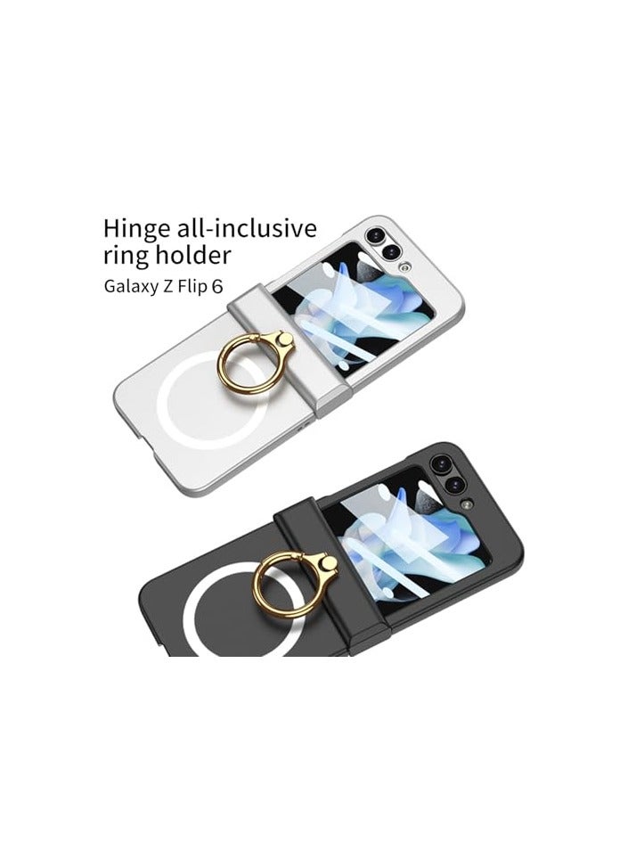 Aookay For Samsung Galaxy Z Flip 6 Case [Built-in Back Screen Protector] with Hinge Protection & Ring Kickstand, Slim Thin Hard Protective Phone Case Cover for Samsung Z Flip 6 - Image 2