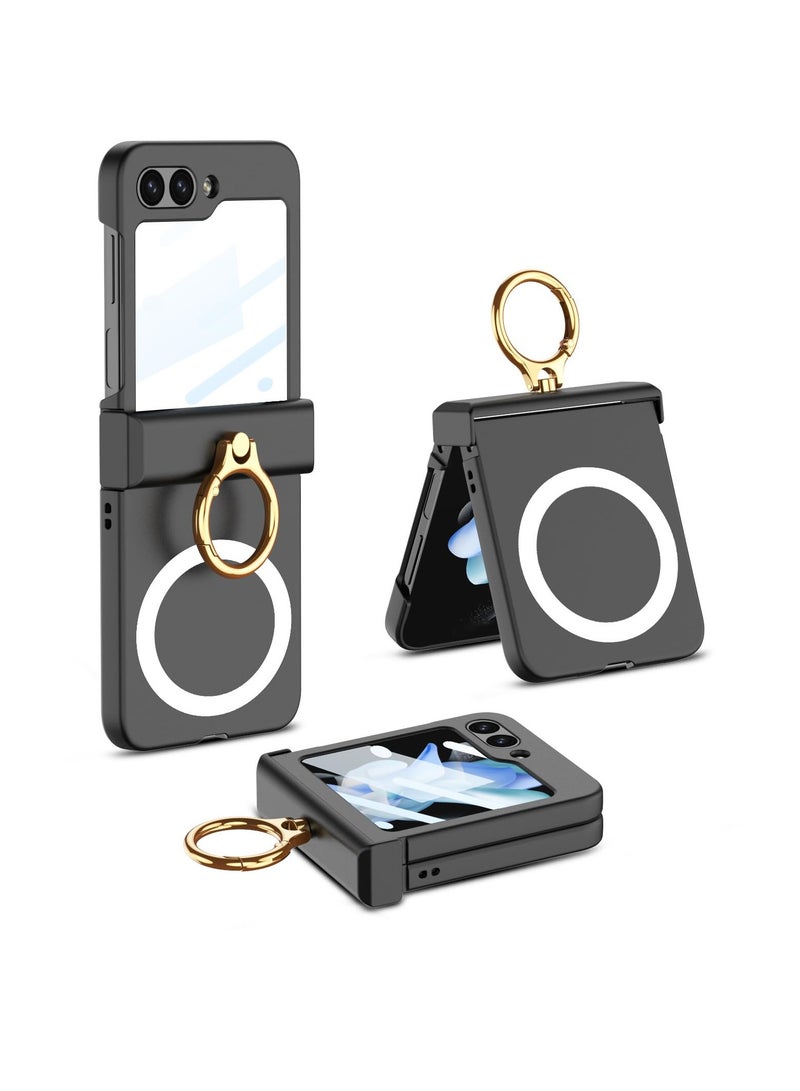 Aookay For Samsung Galaxy Z Flip 6 Case [Built-in Back Screen Protector] with Hinge Protection & Ring Kickstand, Slim Thin Hard Protective Phone Case Cover for Samsung Z Flip 6 - Image 1