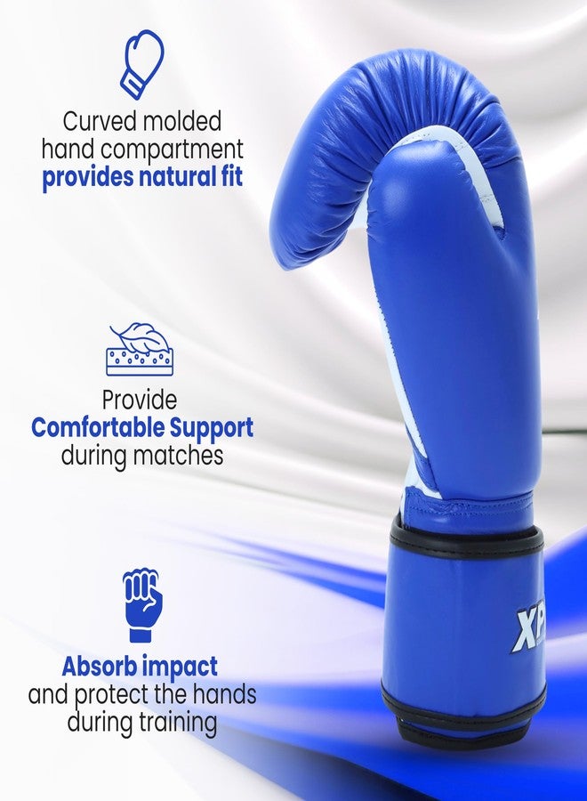 XPEED Leather Boxing Gloves | Sparring Gloves for Boxing, MMA, Kickboxing, Muay Thai, Excellent Impact Resistance for Men & Women | Reinforced Moulded Foam Padding | Contest Boxing Glove (14oz, Blue) - Image 4