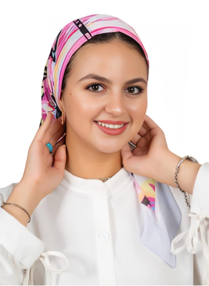 Generic - Digital Crepe Square Scarf 90x90cm, Lightweight and Elegant Silk Scarf, Modern Design Printed with Vibrant Colors, Perfect Scarf Hijab for Occasions and Daily Use, Multicolor - Image 1