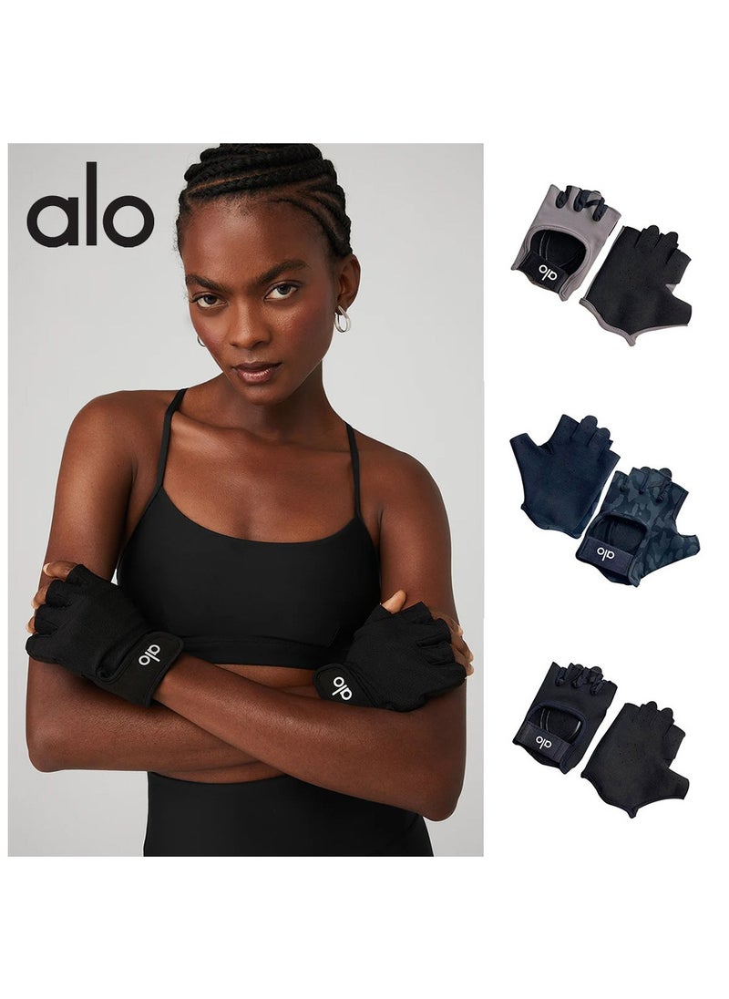 alo - aloyoga yoga gloves for men and women cross-border anti-slip anti-cocoon wear-resistant breathable fitness half-finger gloves riding - Image 1