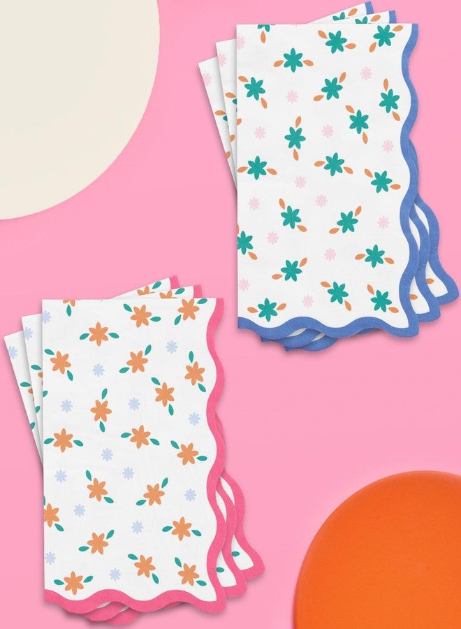 xo, Fetti Italian Summer Wavy Floral Stripe Napkins - 3-ply, 24 pcs | Bachelorette Party Decorations, Last Toast Coast, Birthday Party Supplies, Flower Baby Shower, Stripe Wavy Cocktail Decor - Image 5