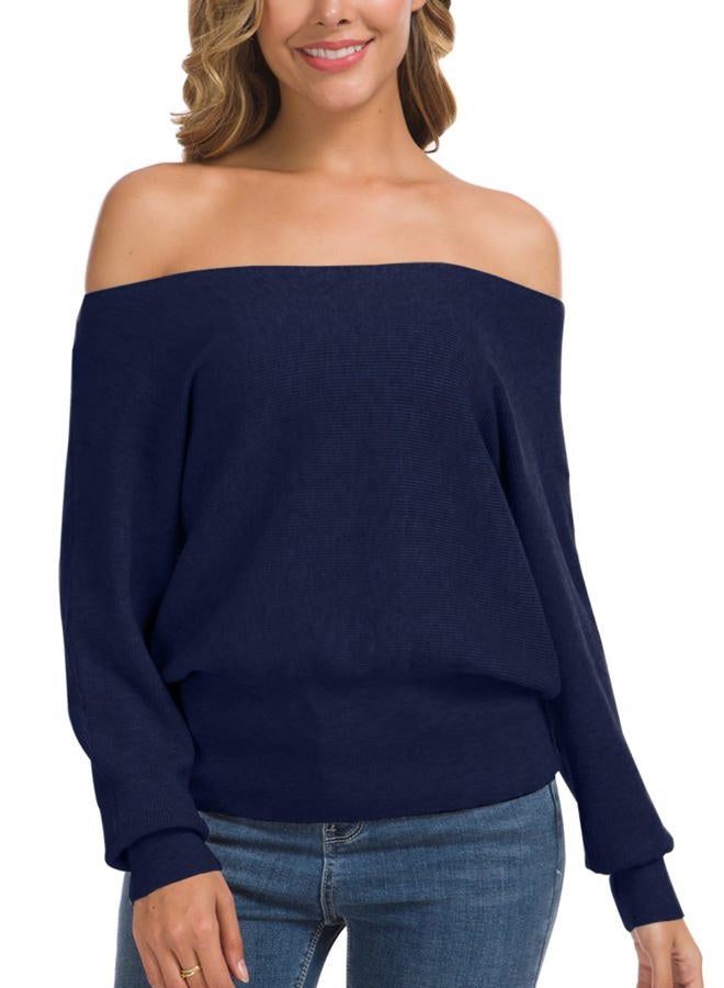 Feiersi Women's Sweater Casual Baggy Loose Fitting Shirts Long Sleeve Pullover Tops (Navy Blue,XX-Large) - Image 5