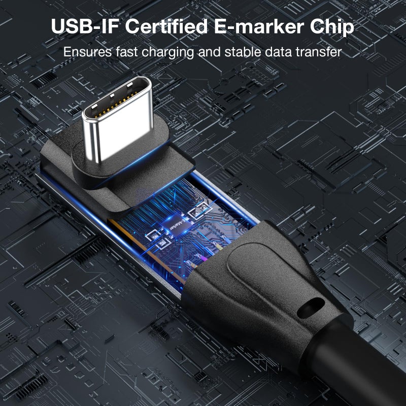 LEIRUI USB C to USB C Cable 90 Degree 20Gbps USB C Data Transfer Cable, 100W PD Charging 4K@144Hz/60Hz Video Cable Down Angle USB C 3.2 Gen2x2 Cord Compatible with MacBook,iPad,iPhone 17/16,S25/S24 (1.65FT) - Image 5
