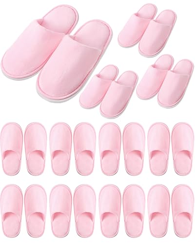 Twistover 12 Pairs Kids Disposable Slippers for Guests Closed Toe Non Slip Spa Slippers Bulk Soft House Slippers Winter Warm Flip Flops for Boys Girls Travel Hotel Party Indoor Outdoor (Pink) - Image 5