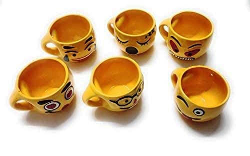RAINCART Yellow Emoji Smiley Coffee Mug Tea Cup Set Set of 6 Coffee MugsTea Cups Great Gifting idea for him and her Tea Cup with Handle Smiles - Image 2