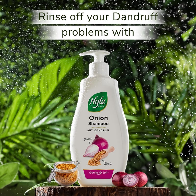 Nyle Naturals Onion and Methi Anti Dandruff 2 In1 Shampoo With Active Conditioner, 400ml - Image 1