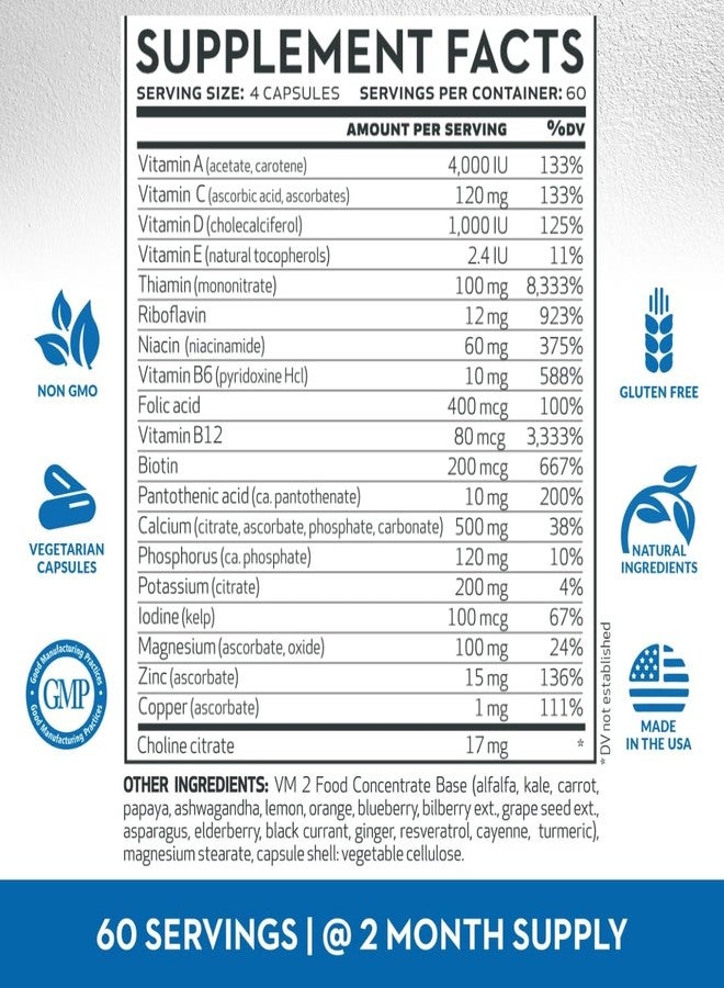 Vitaminerals 2BG+™ B Complex Immune Support High Potency B Complex | Fruits & Veggies Blend | 240 Veggie Caps - Image 2